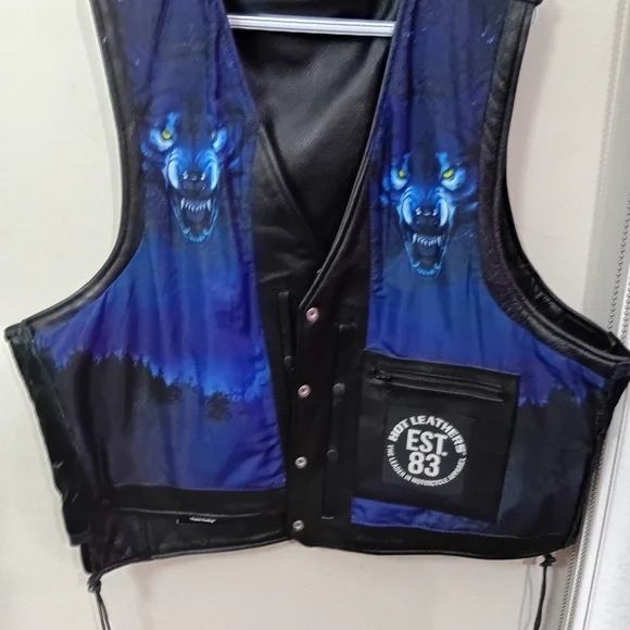 Hot Leathers Black Leather Vest - Picture 3 of 5